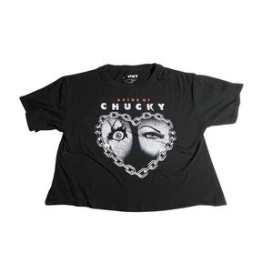 Hybrid Apparel Bride of Chucky Black Graphic Cropped T-Shirt Womens Large